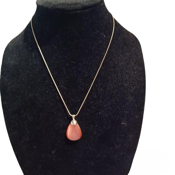 Cats Eye Pink Stone Silver Toned Chocker Necklace - Picture 1 of 8